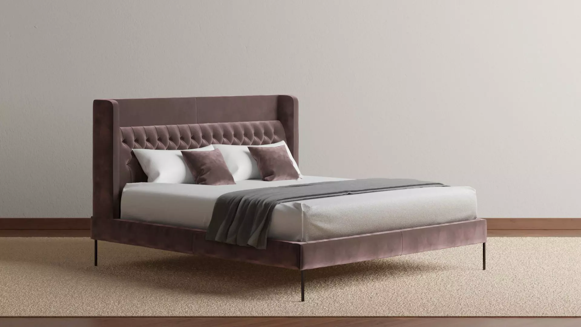 Amante Upholstered Bed 3D model_0