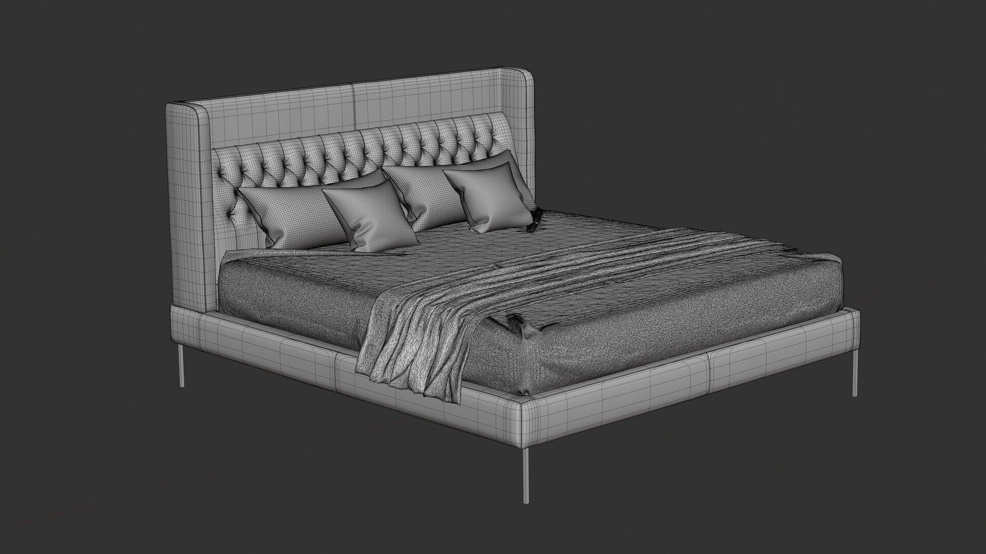 Amante Upholstered Bed 3D model_5