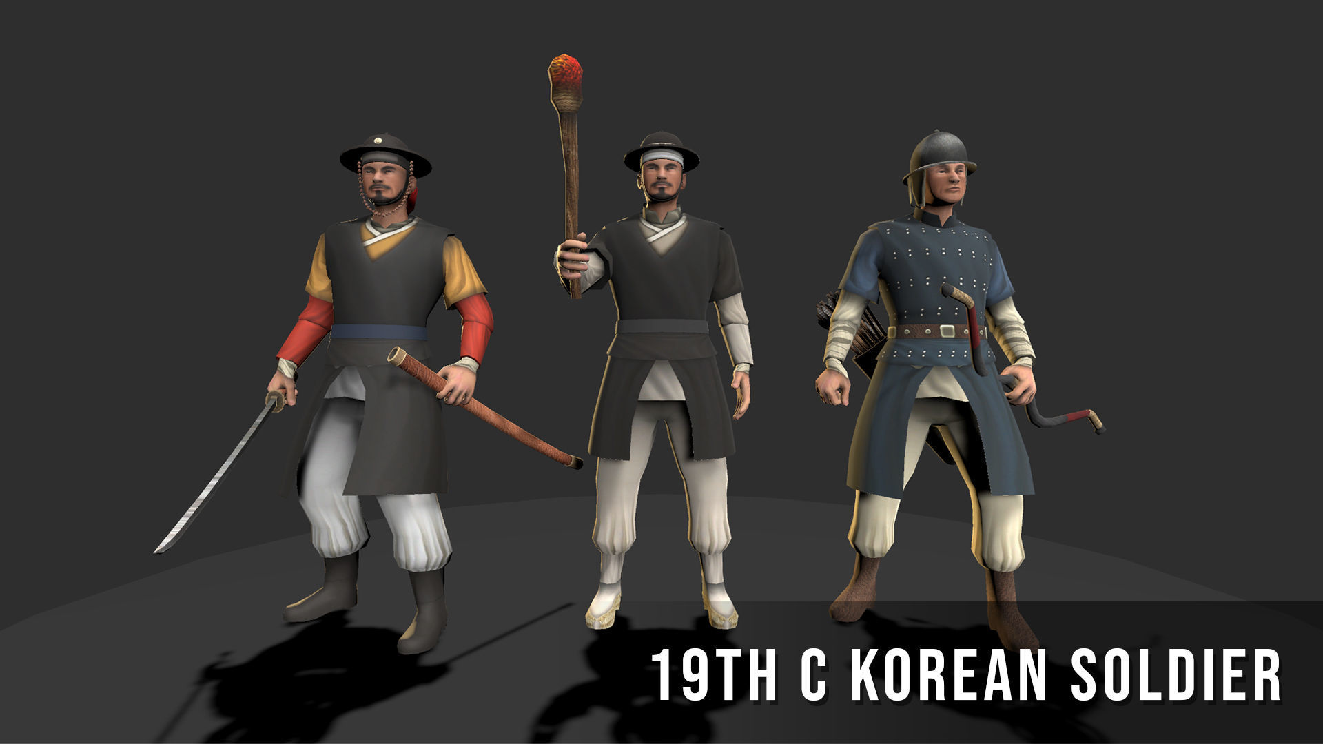 Korean Soldier - 19th Century Low-poly 3D model_2