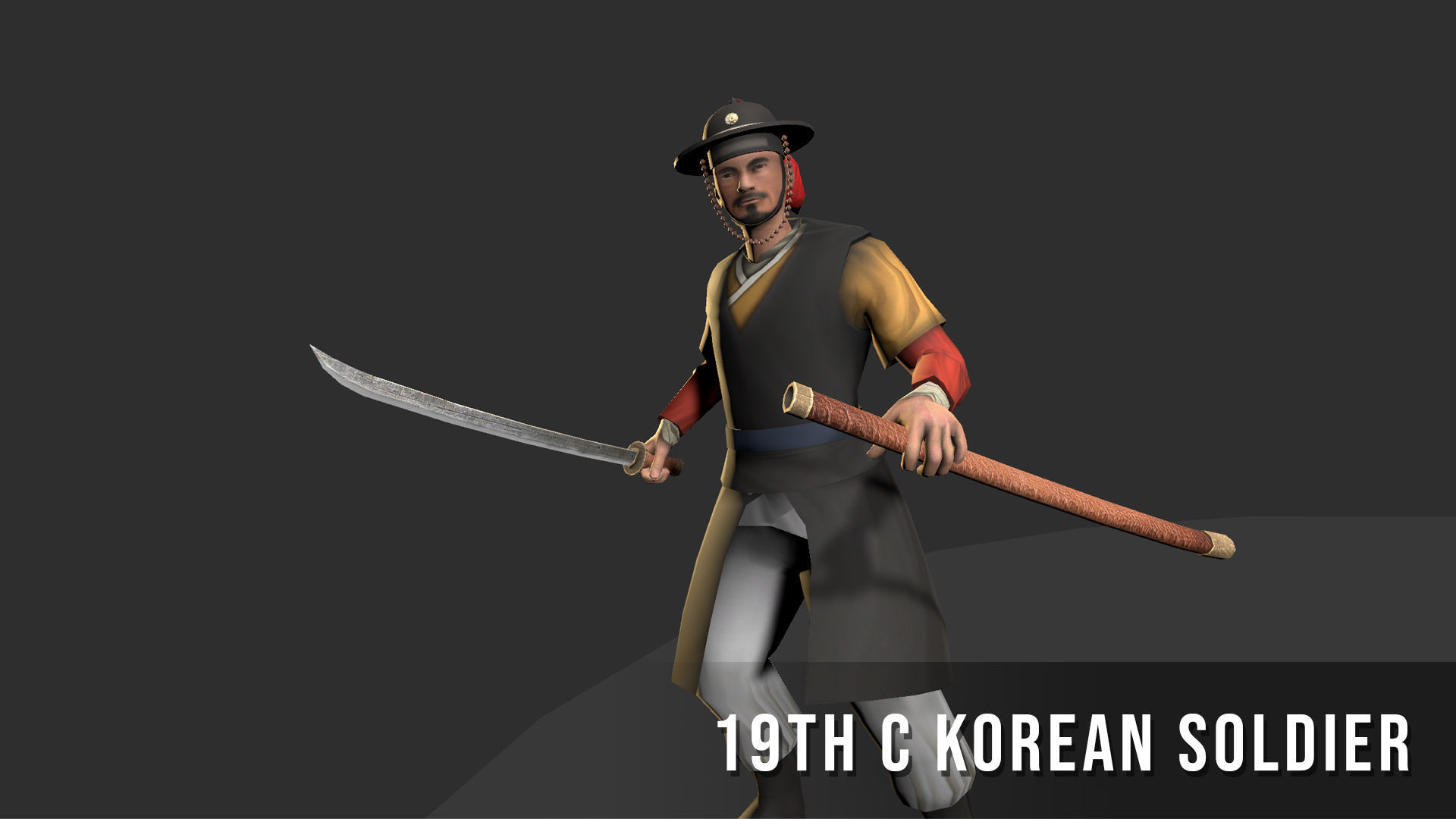 Korean Soldier - 19th Century Low-poly 3D model_5