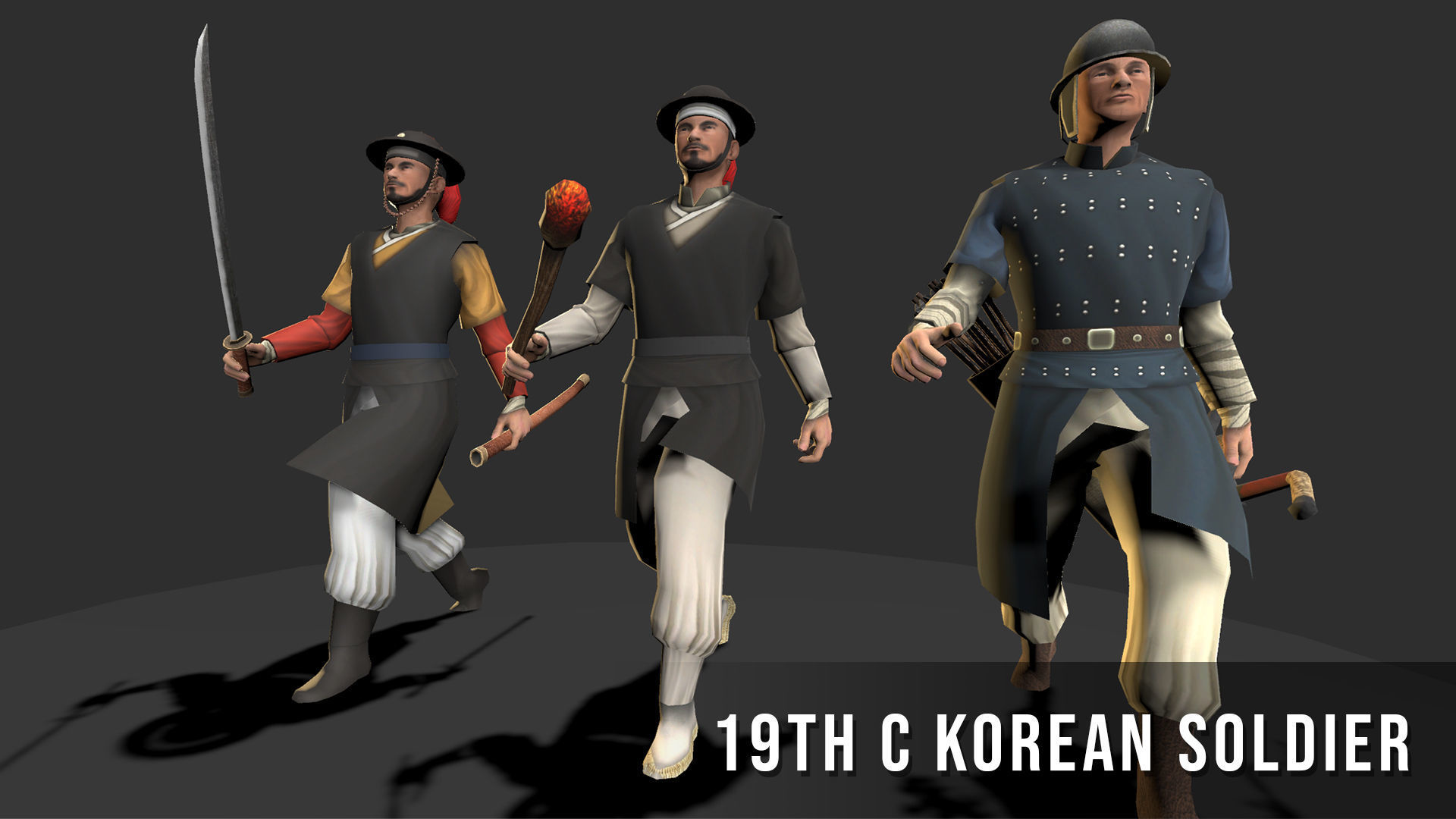 Korean Soldier - 19th Century Low-poly 3D model_3