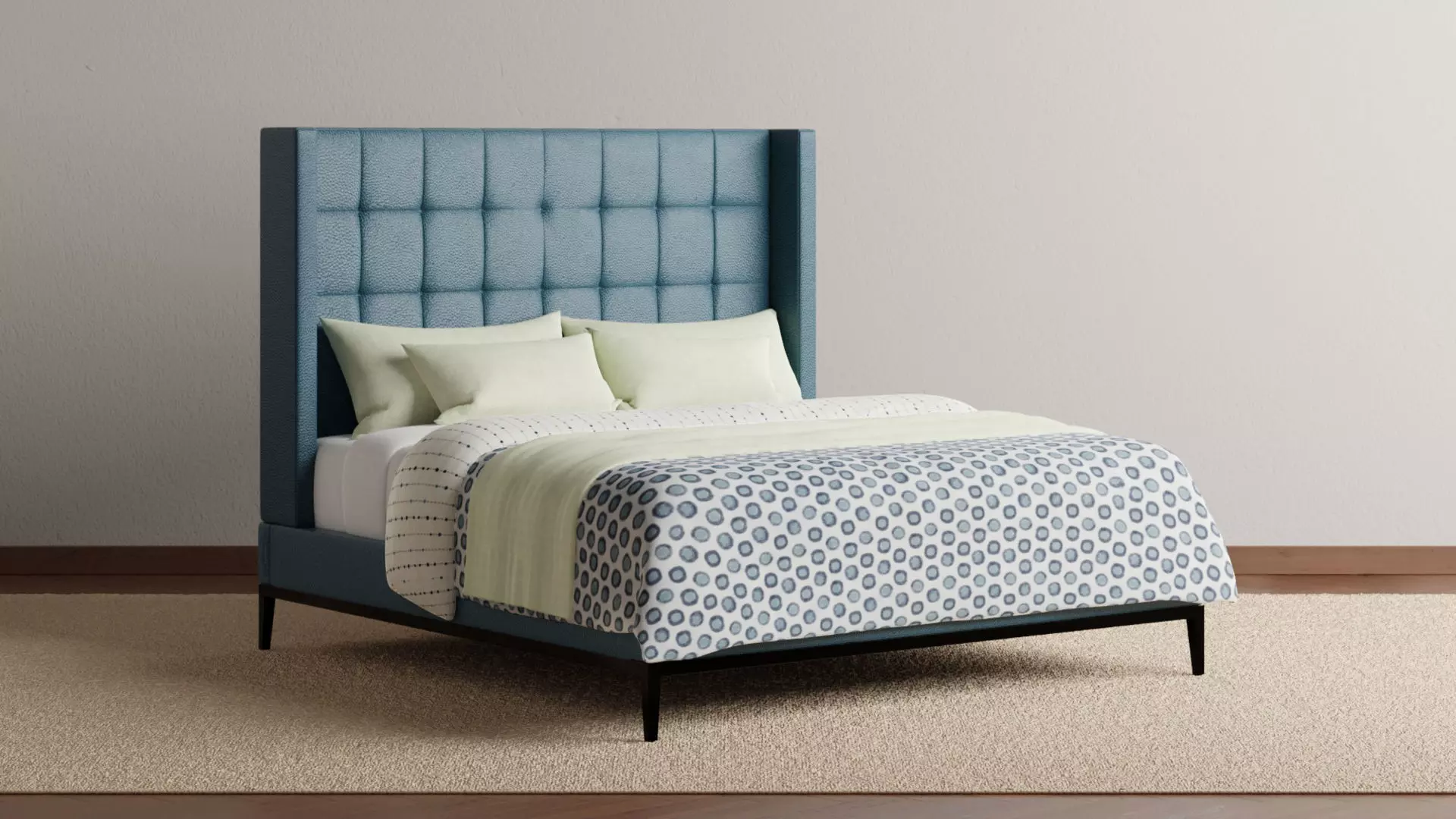Amorini Upholstered Bed 3D model_0