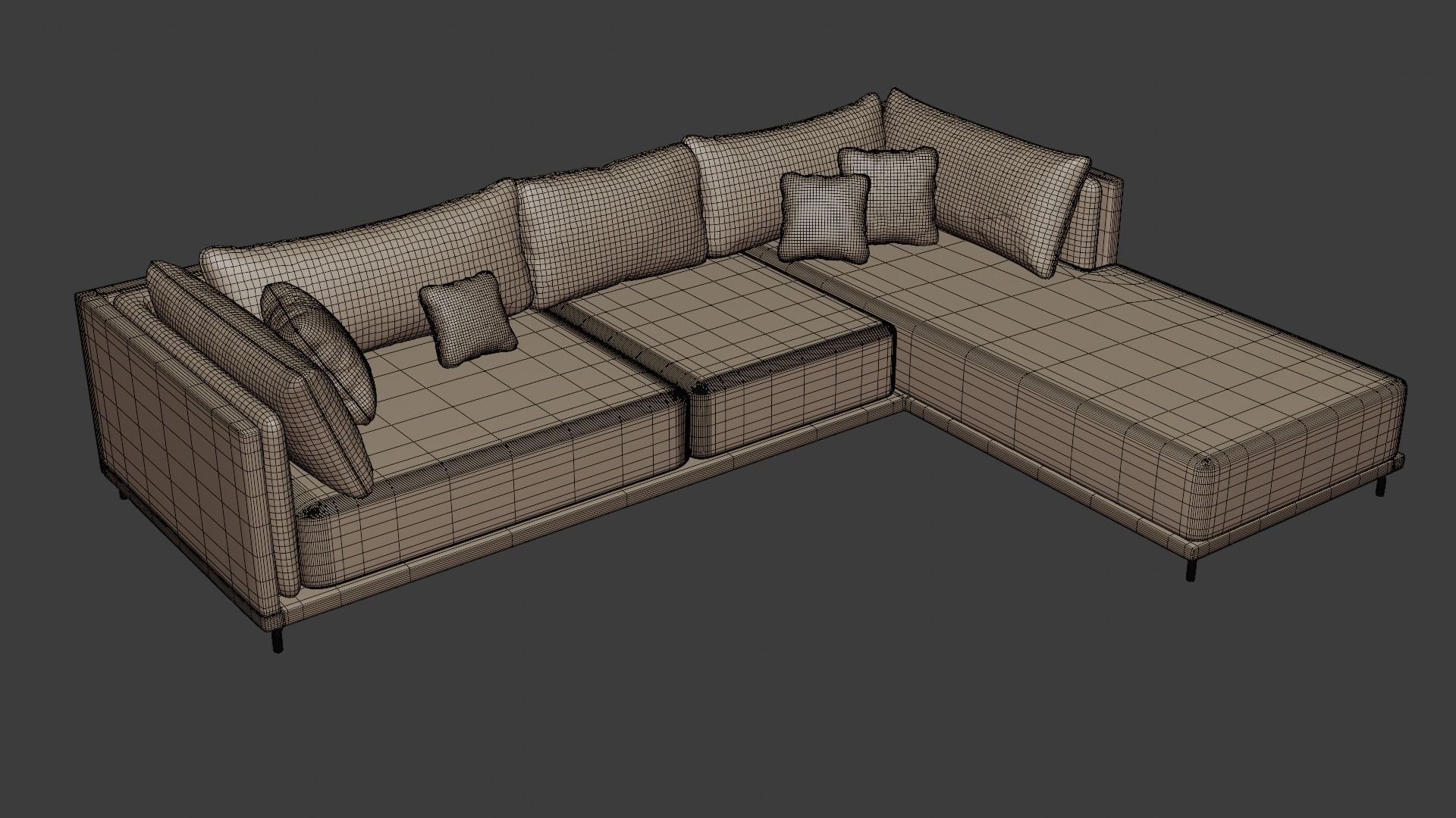 Fabric sofa on a wooden base in gray tones 3D model_5