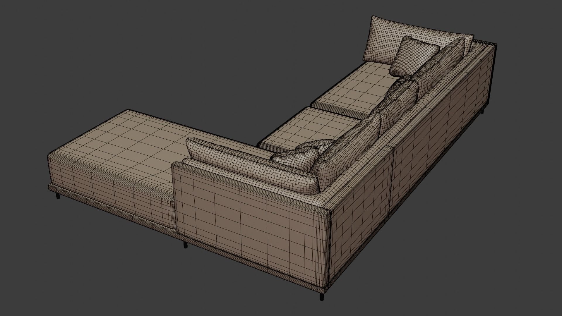 Fabric sofa on a wooden base in gray tones 3D model_6