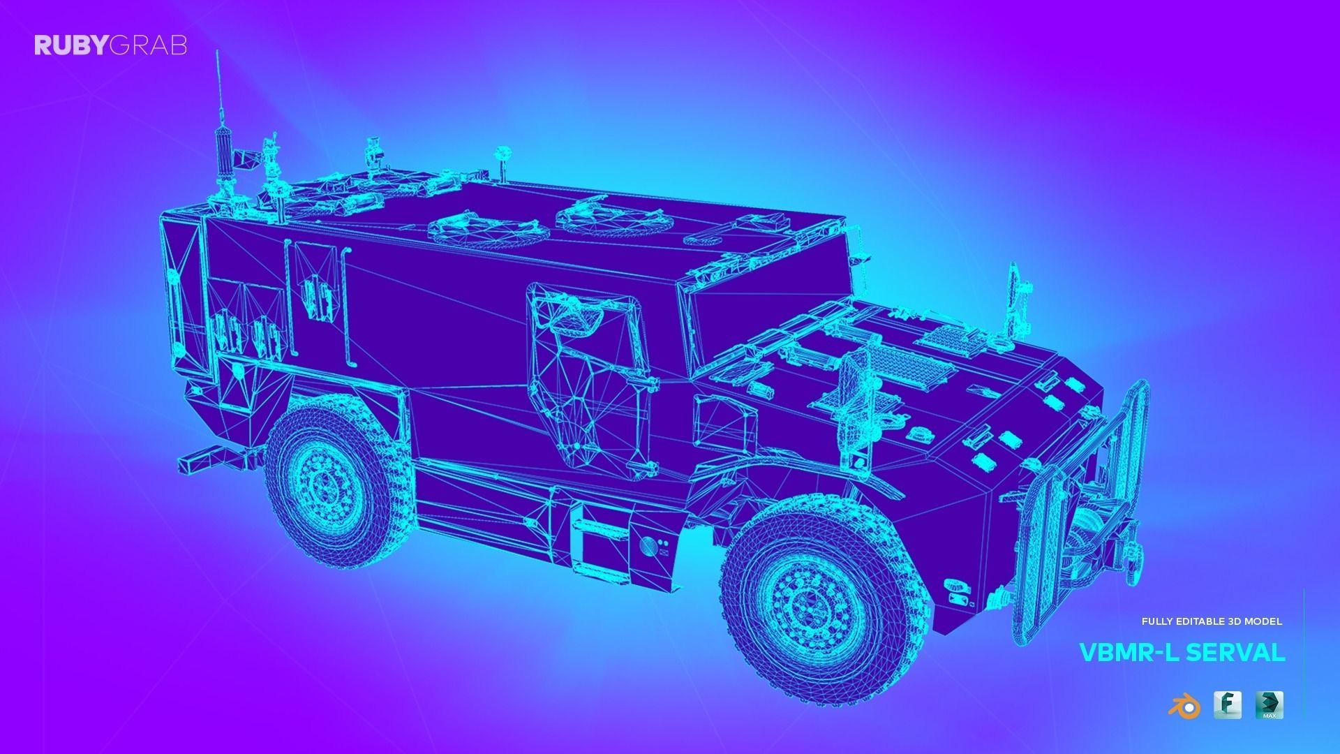 VBR-L SERVAL 4x4 Armoured Vehicle 3D model_4