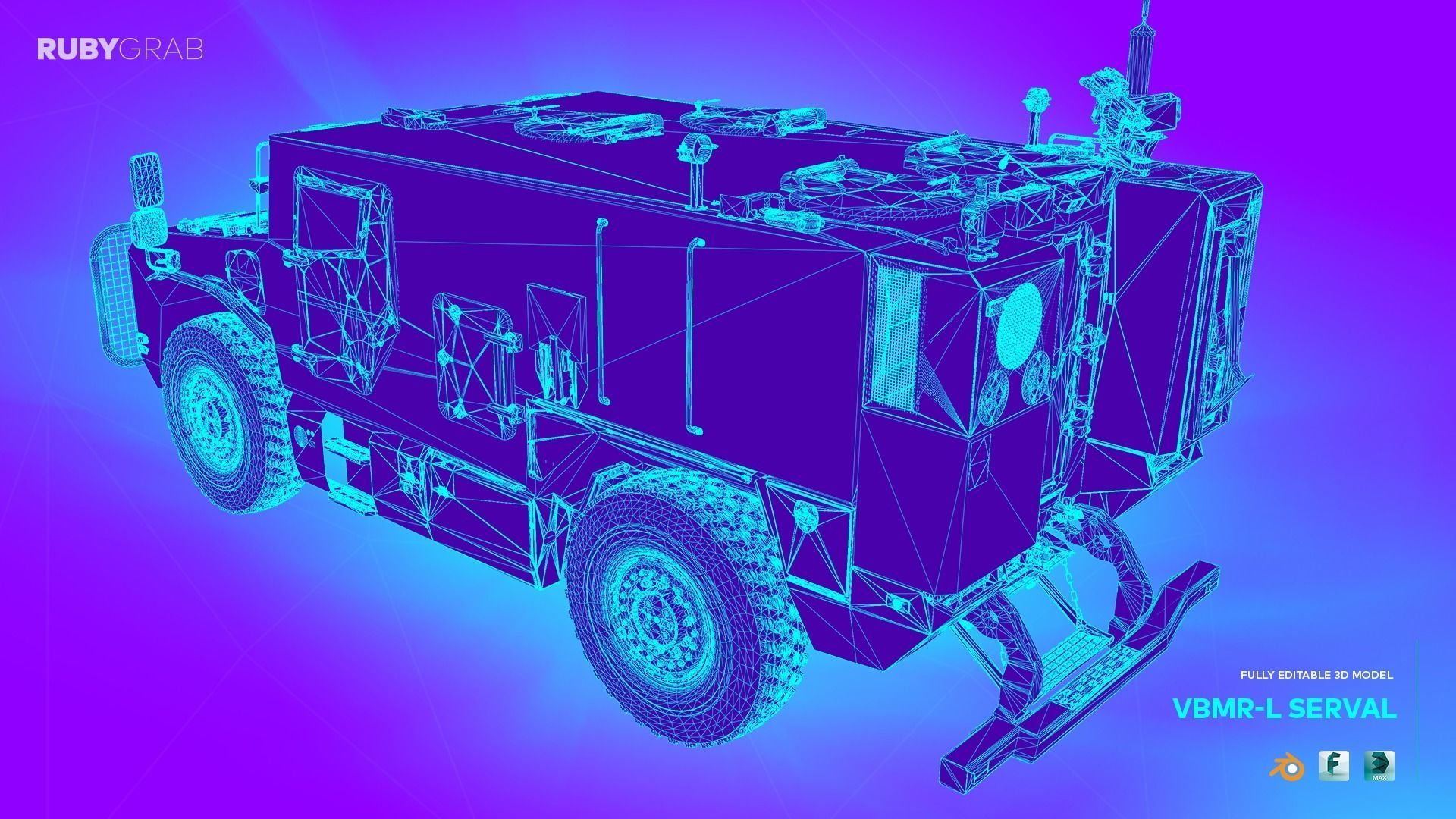 VBR-L SERVAL 4x4 Armoured Vehicle 3D model_6