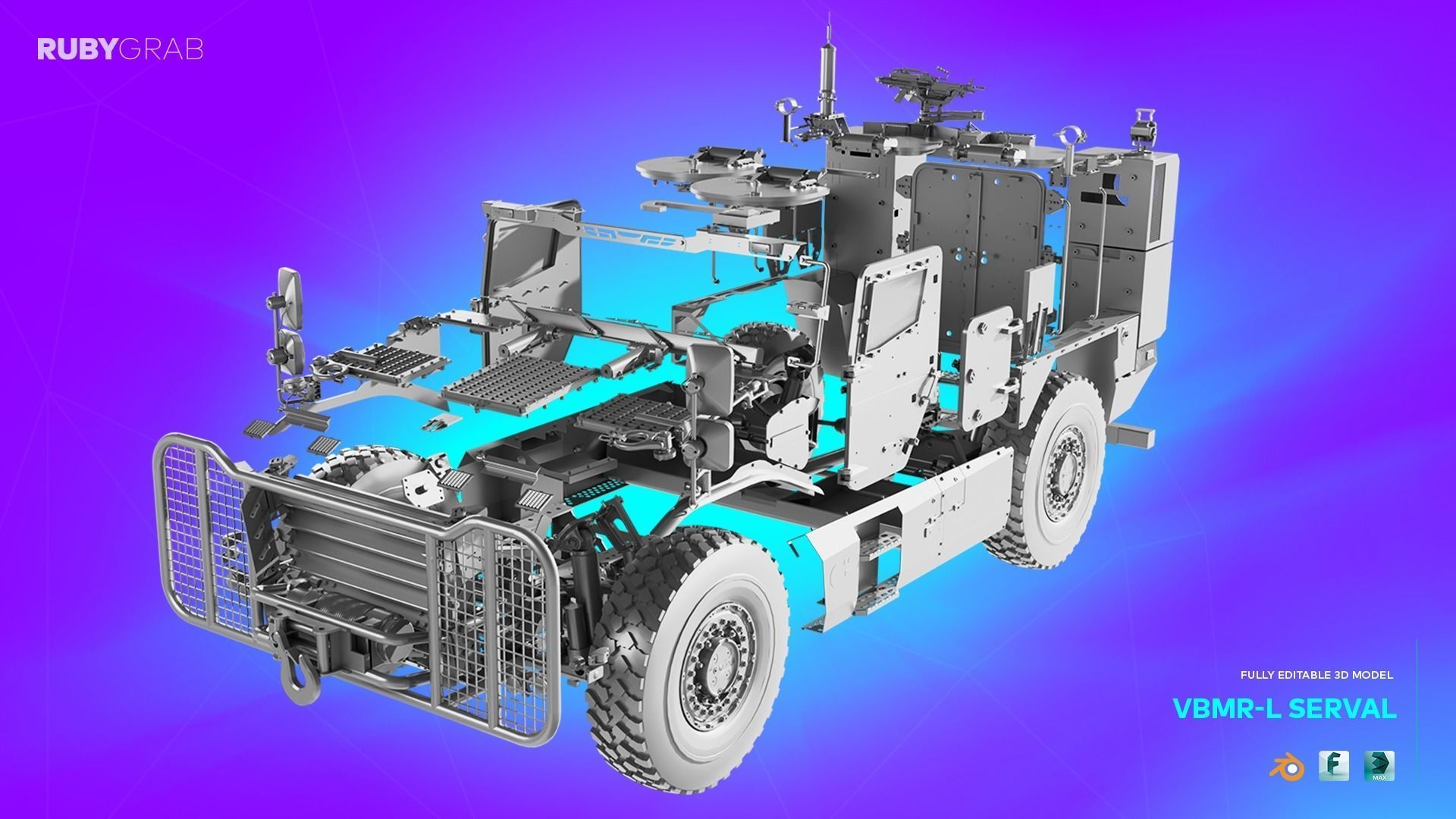 VBR-L SERVAL 4x4 Armoured Vehicle 3D model_2