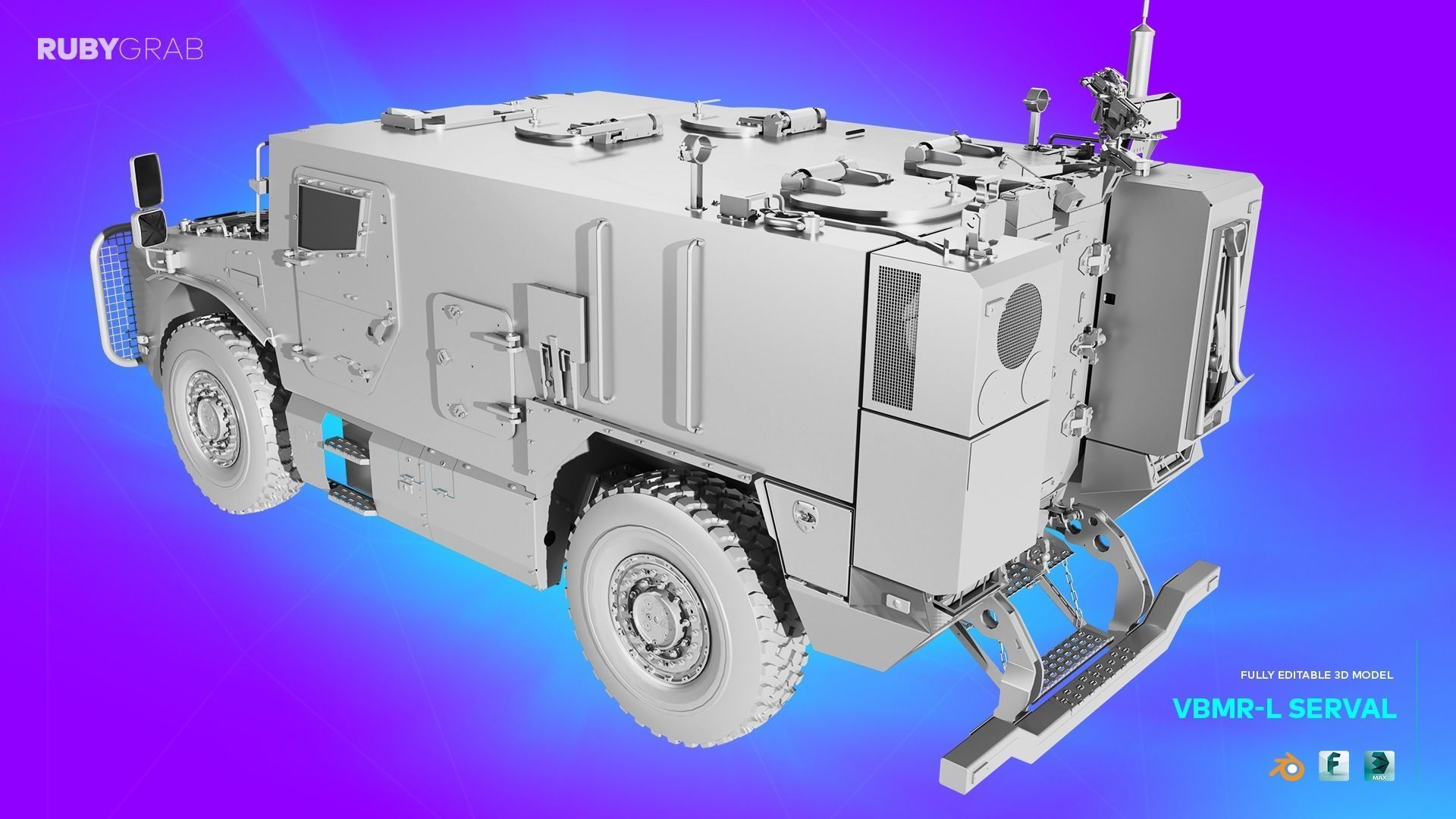VBR-L SERVAL 4x4 Armoured Vehicle 3D model_5