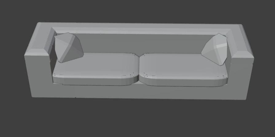 sofa with pillow Low-poly 3D model_1