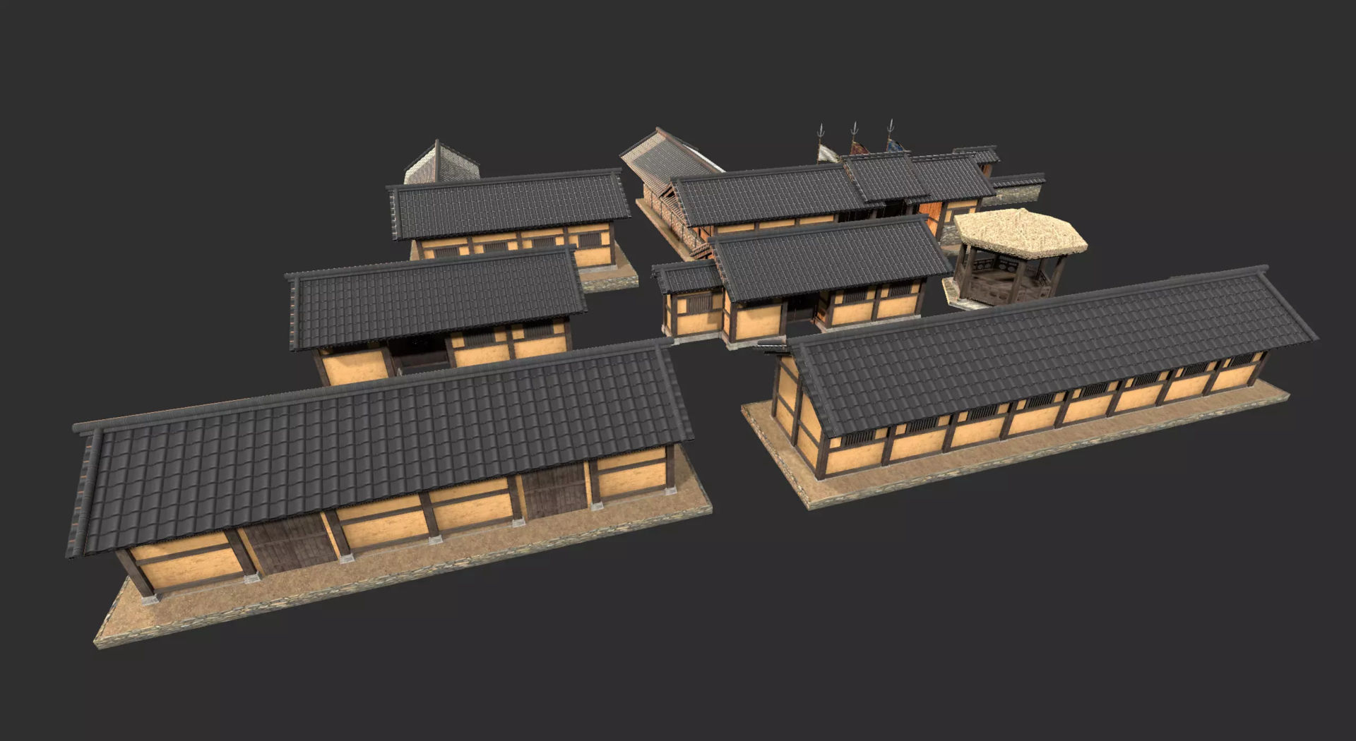 Korean Old Mansions Low-poly 3D model_1