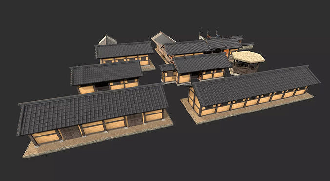 Korean Old Mansions Low-poly 3D model 2