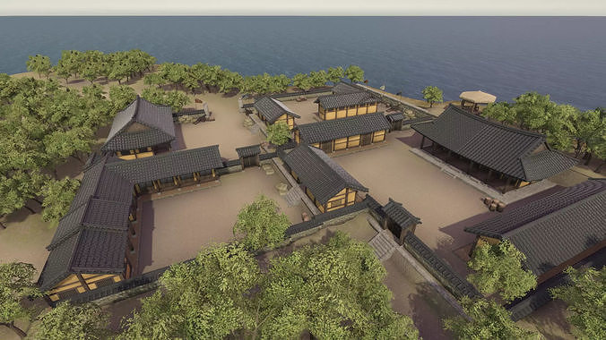 Korean Old Mansions Low-poly 3D model 6