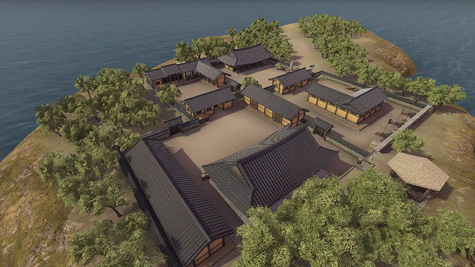 Korean Old Mansions Low-poly 3D model 7