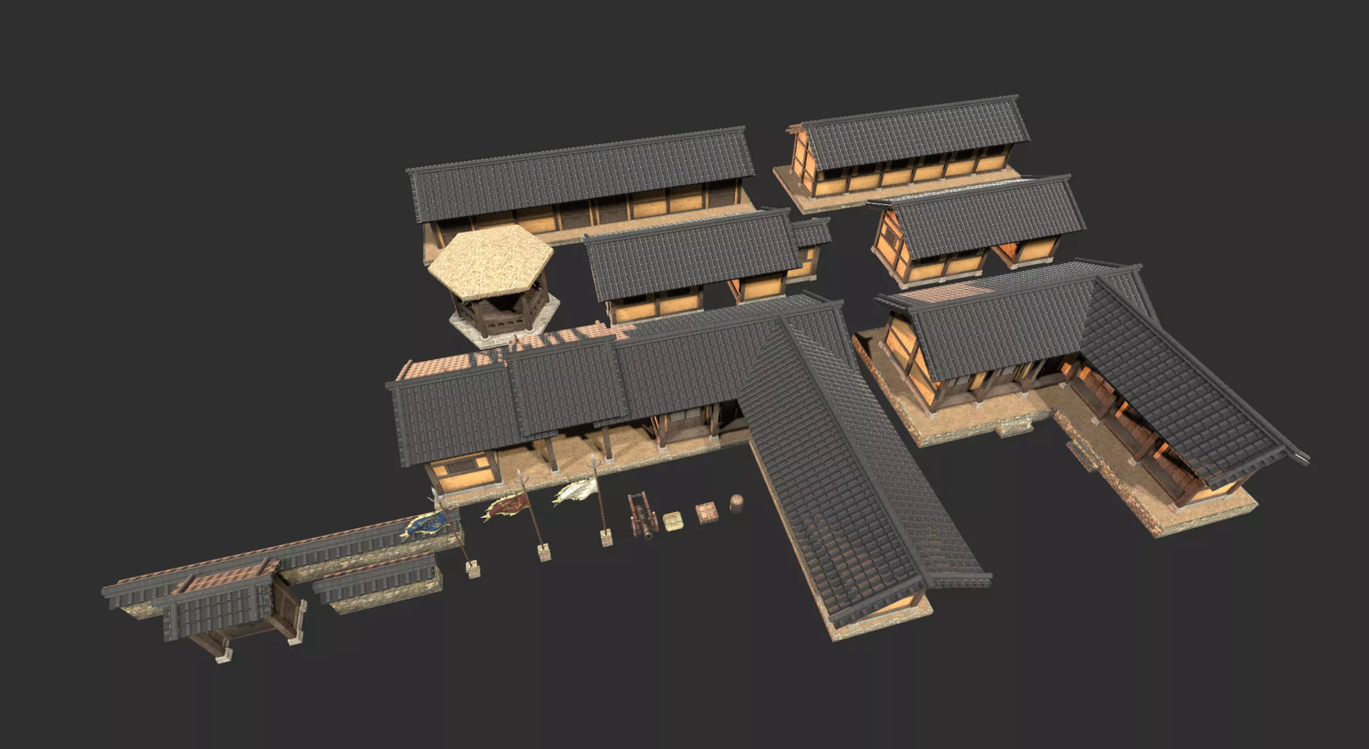 Korean Old Mansions Low-poly 3D model_2