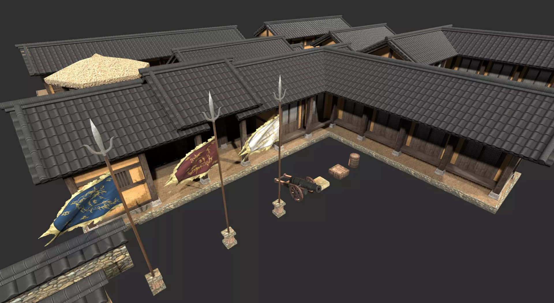 Korean Old Mansions Low-poly 3D model_4