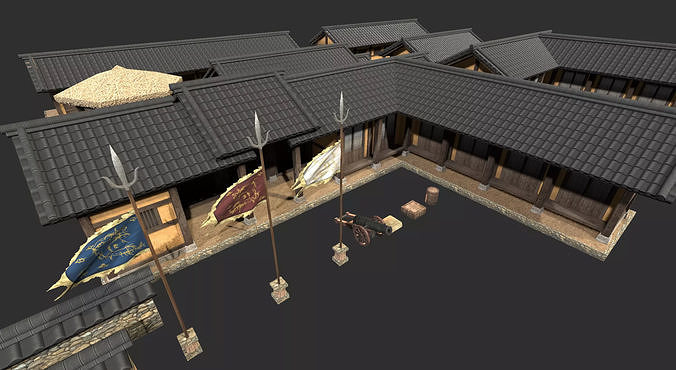 Korean Old Mansions Low-poly 3D model 5