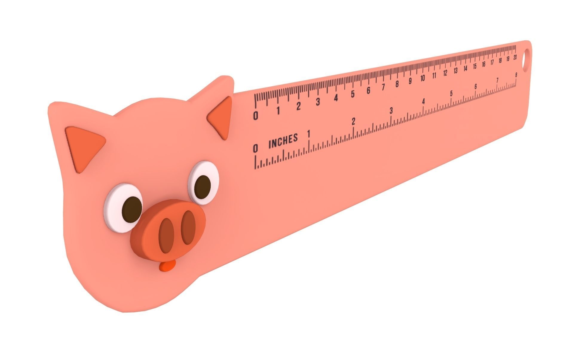 Ruler With Pig Animal Adorable Low-poly 3D model_5