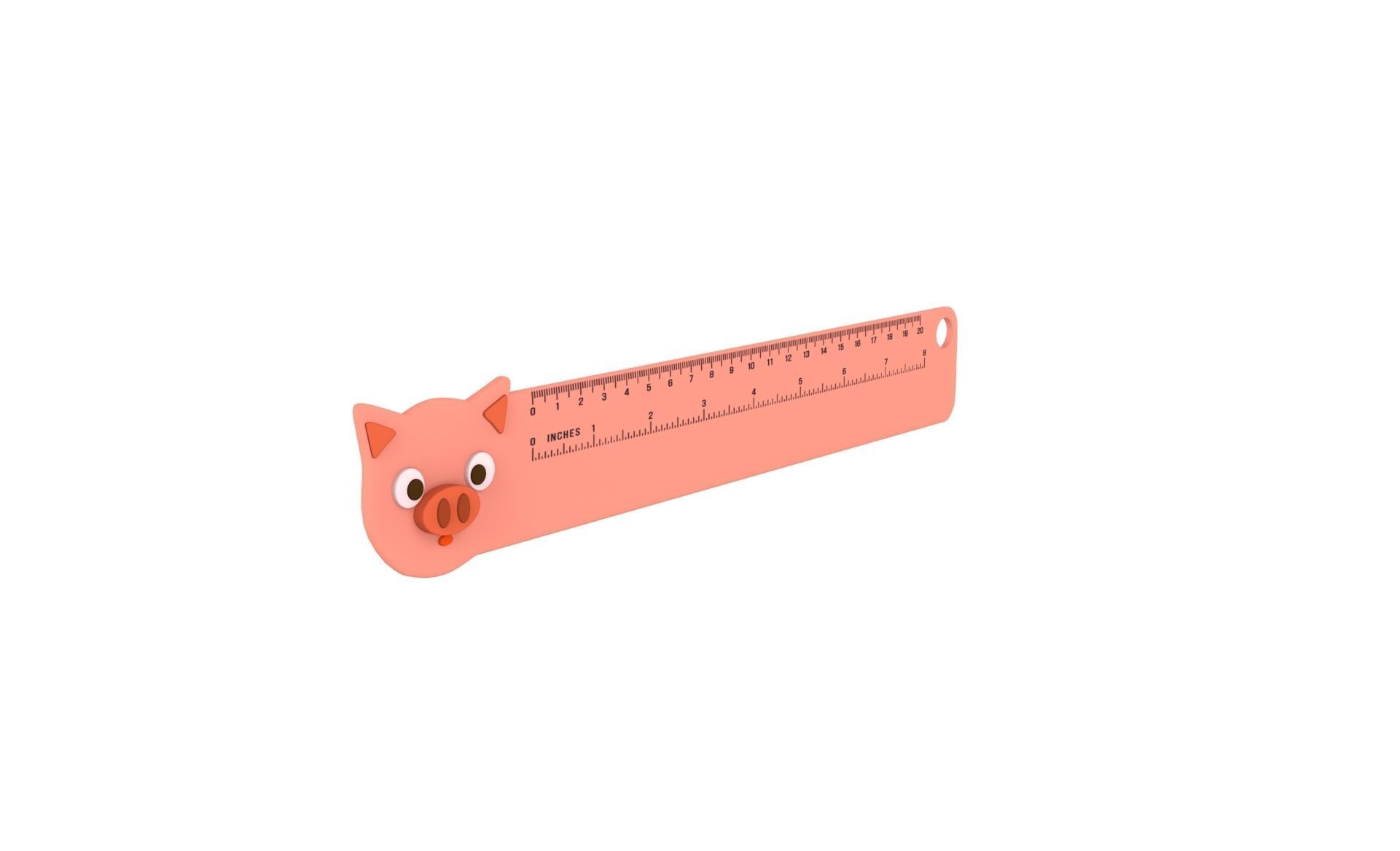 Ruler With Pig Animal Adorable Low-poly 3D model_1