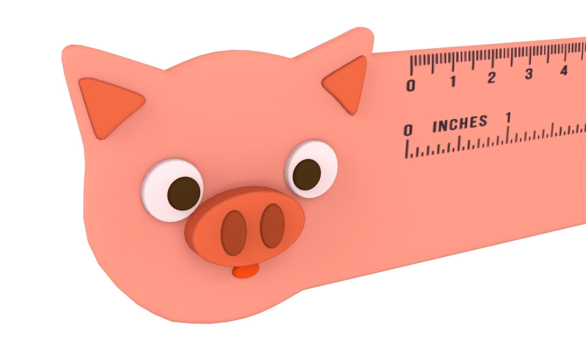 Ruler With Pig Animal Adorable Low-poly 3D model_6