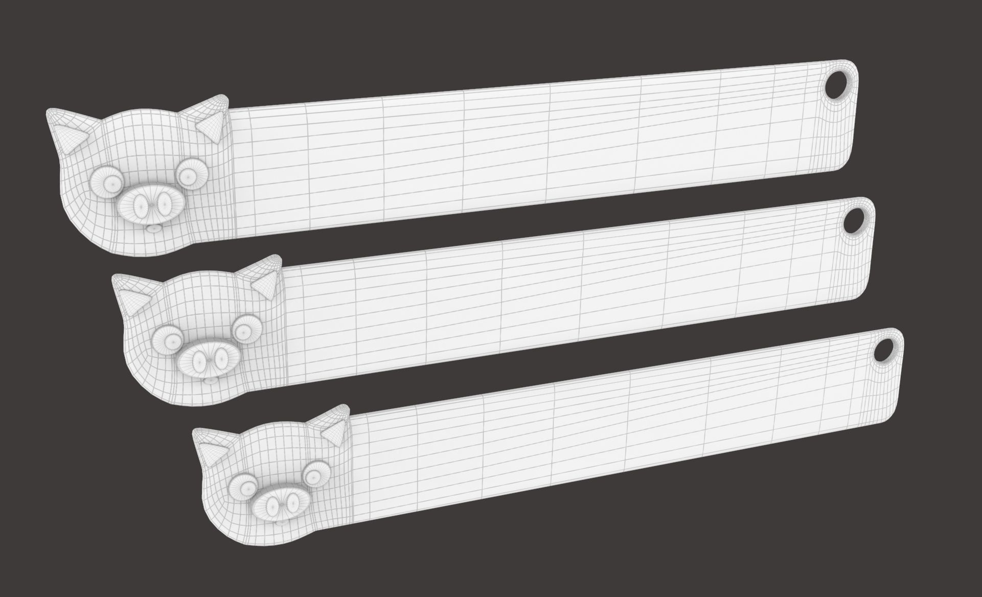 Ruler With Pig Animal Adorable Low-poly 3D model_9