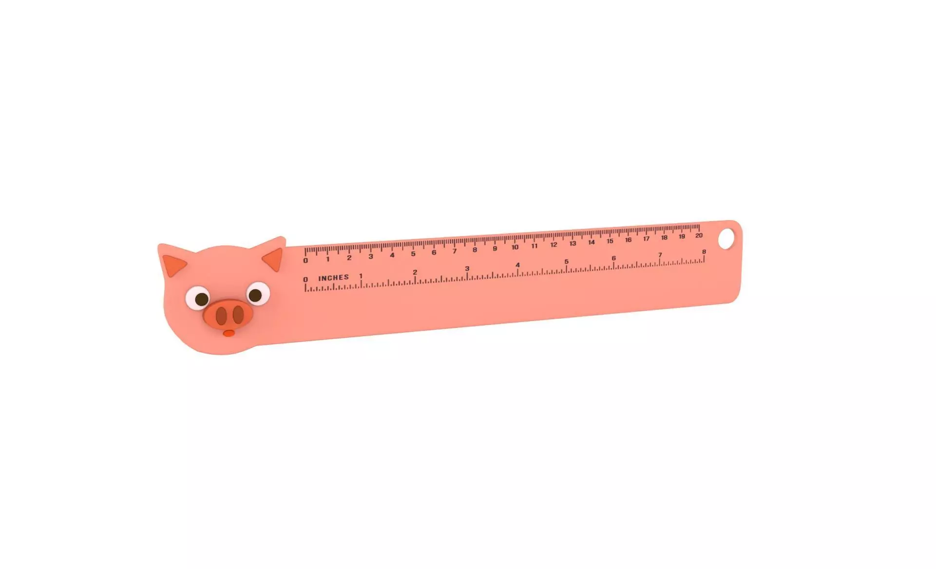 Ruler With Pig Animal Adorable Low-poly 3D model_0