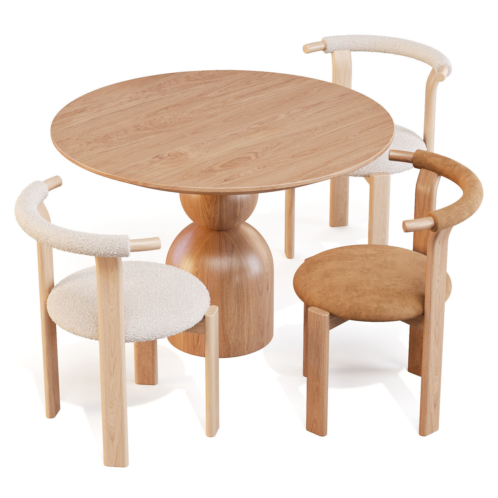 Dining Set Soho Home Lowden Table and Zita Chairs 3D model_1