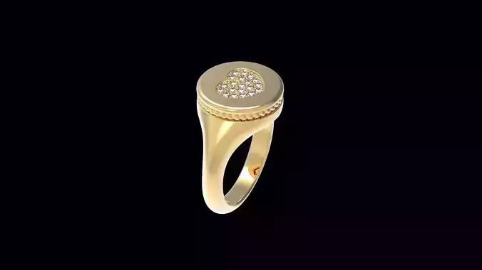 Signet Ring with Heart and twisted  orlament 16 3mm 