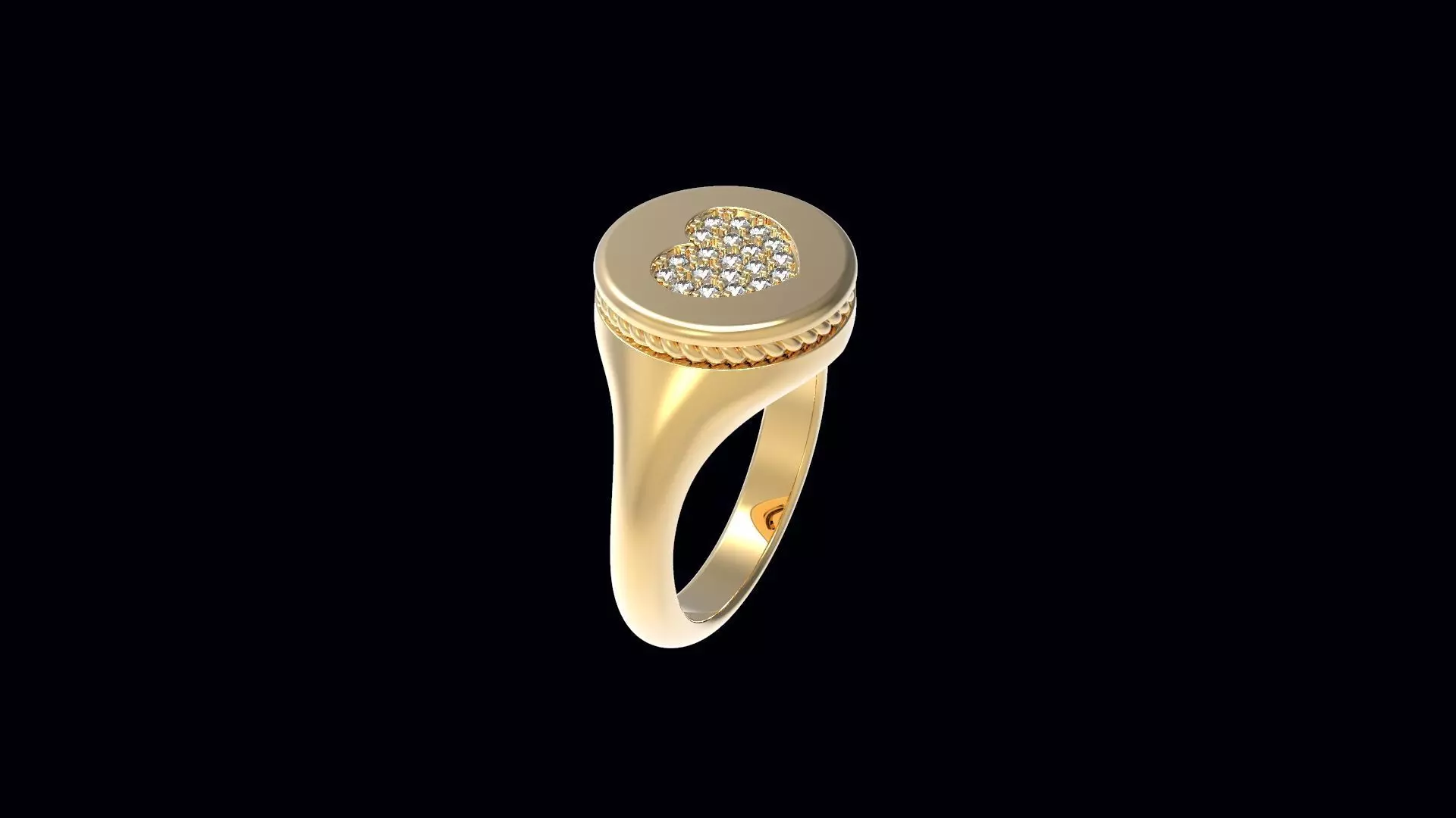 Signet Ring with Heart and twisted orlament 16 3mm Free 3D print model