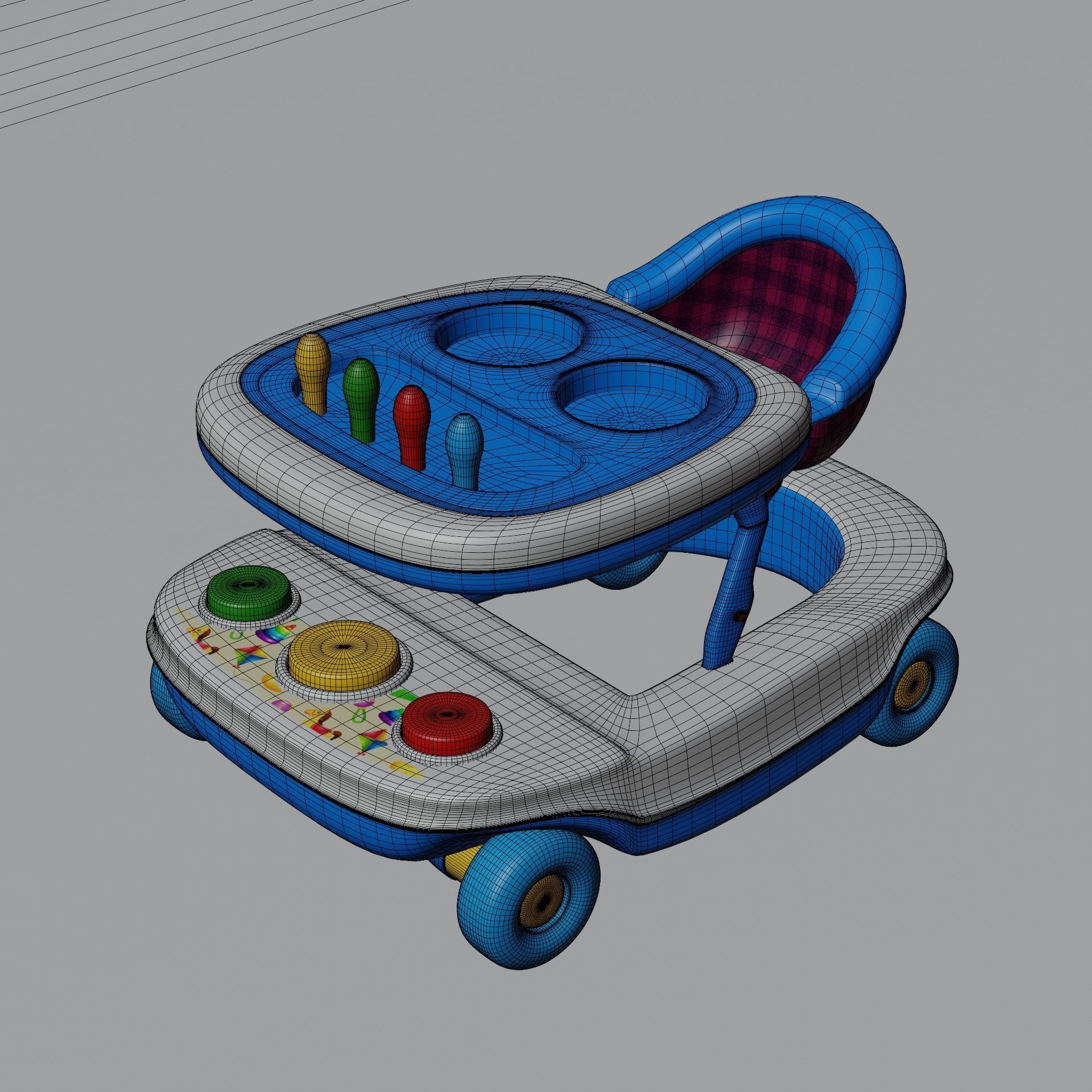 Baby walker Low-poly 3D model_9