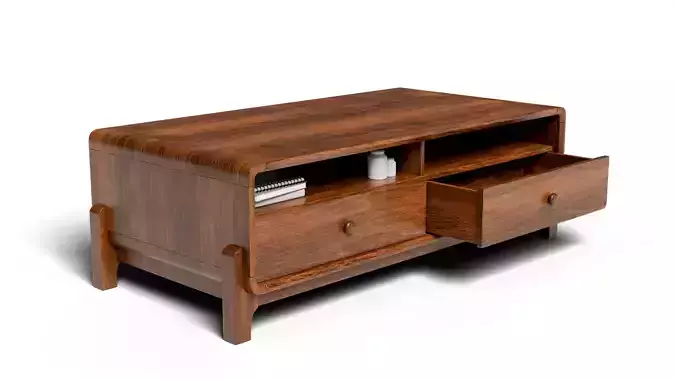 A wooden coffee table