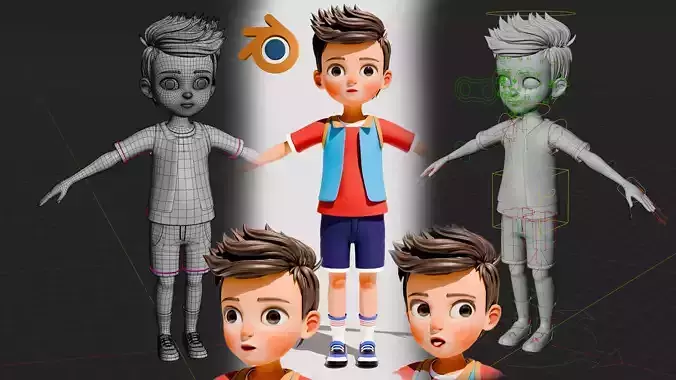 Ben Kid Character Low-poly 3D model