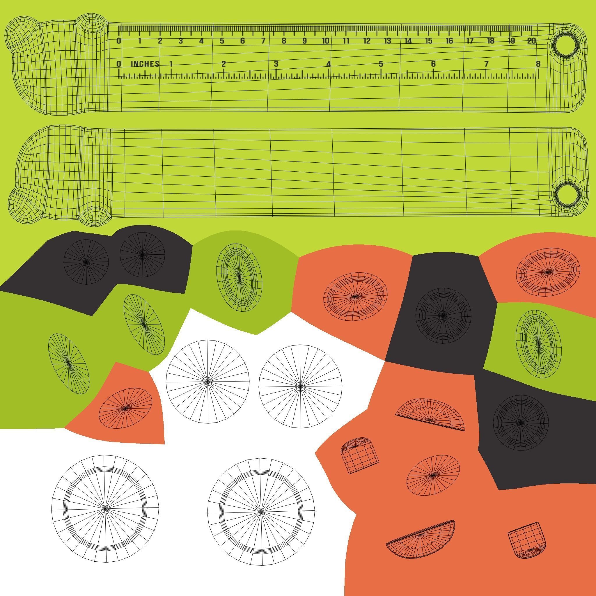 Ruler With Frog Animal Adorable Low-poly 3D model_12