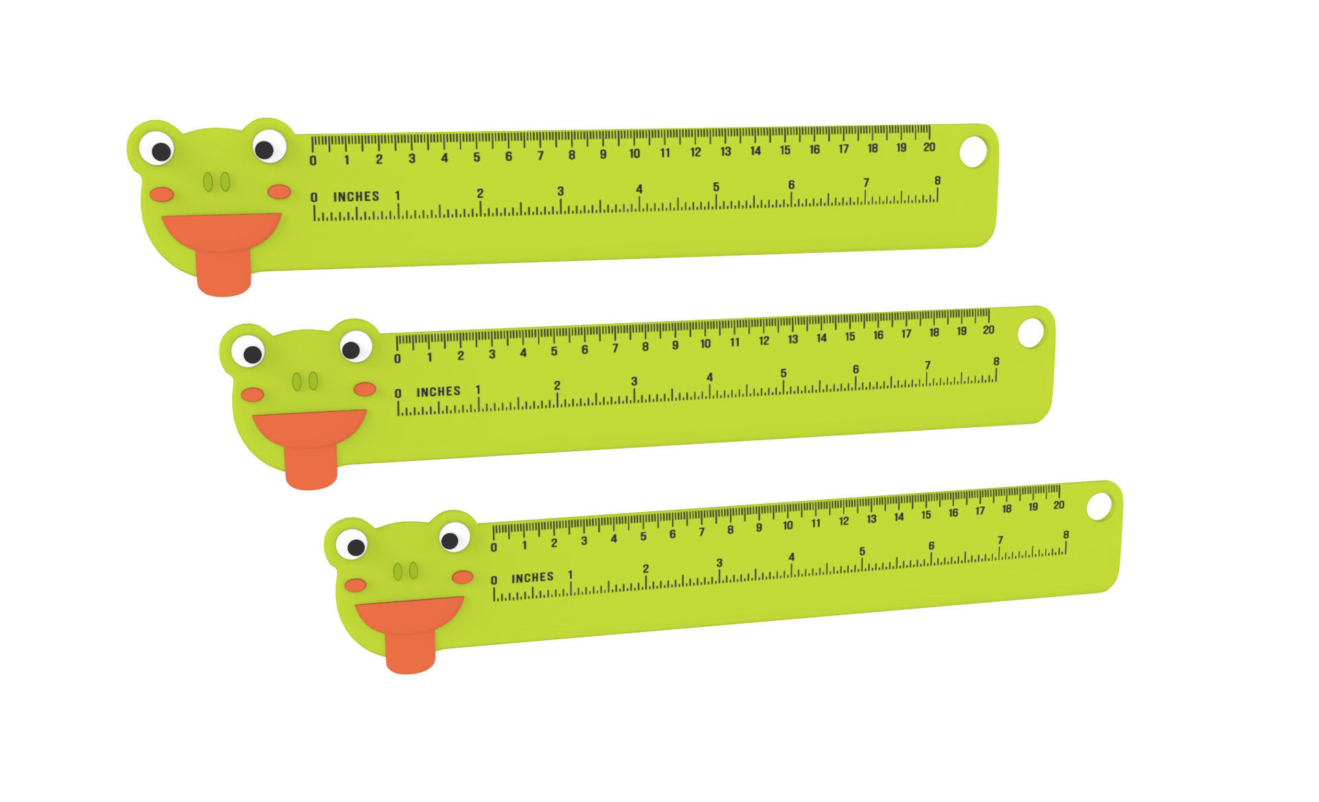 Ruler With Frog Animal Adorable Low-poly 3D model_8