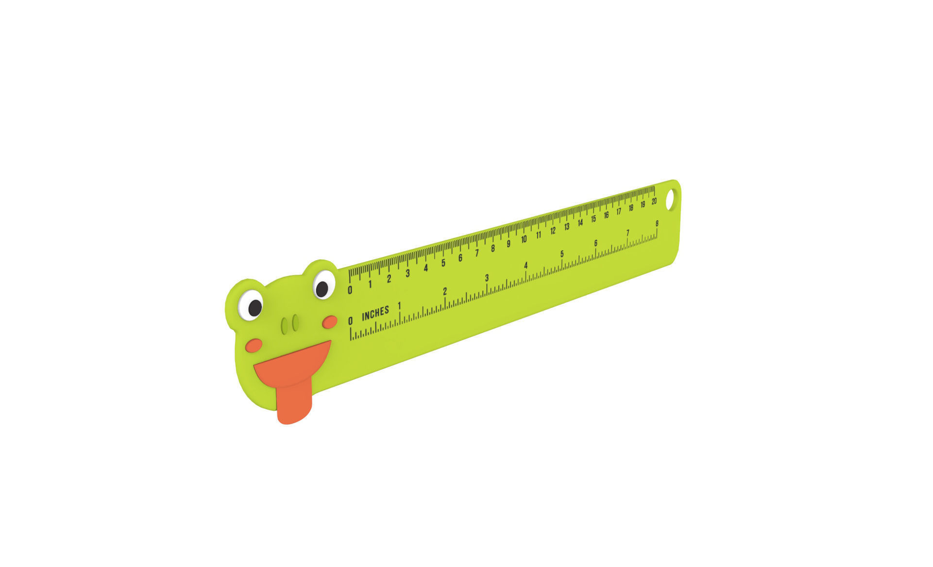 Ruler With Frog Animal Adorable Low-poly 3D model_1