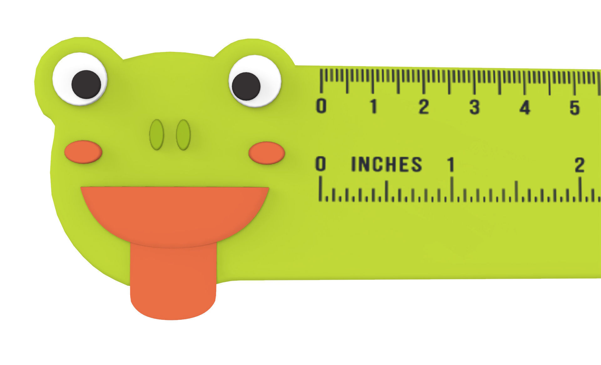 Ruler With Frog Animal Adorable Low-poly 3D model_6