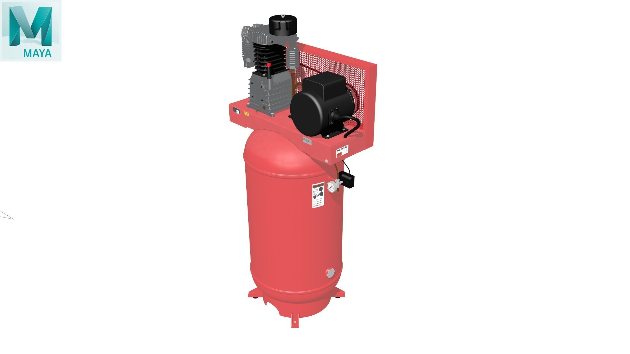 Air Compressor Stationary 80 gallon Low-poly 3D model_26
