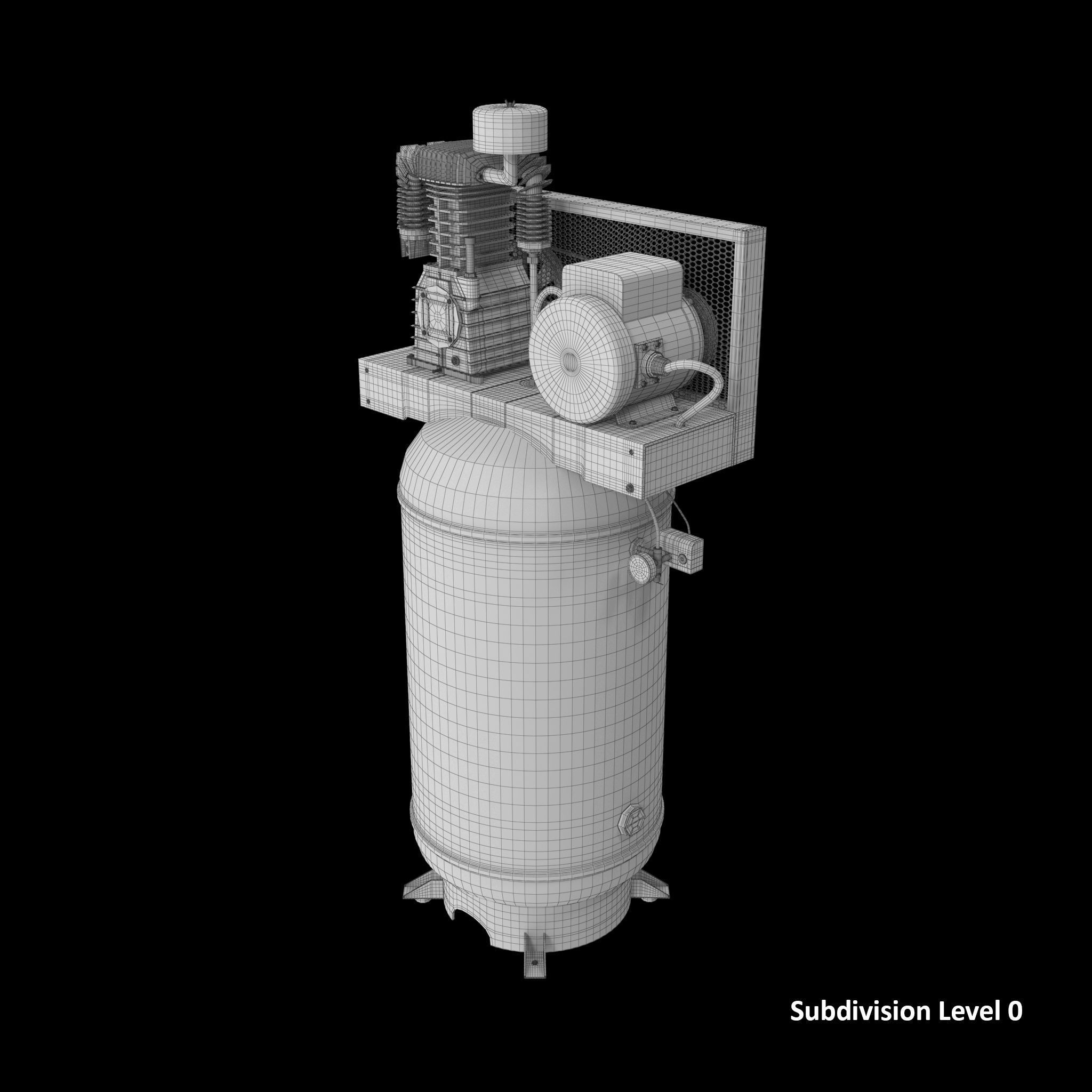 Air Compressor Stationary 80 gallon Low-poly 3D model_10