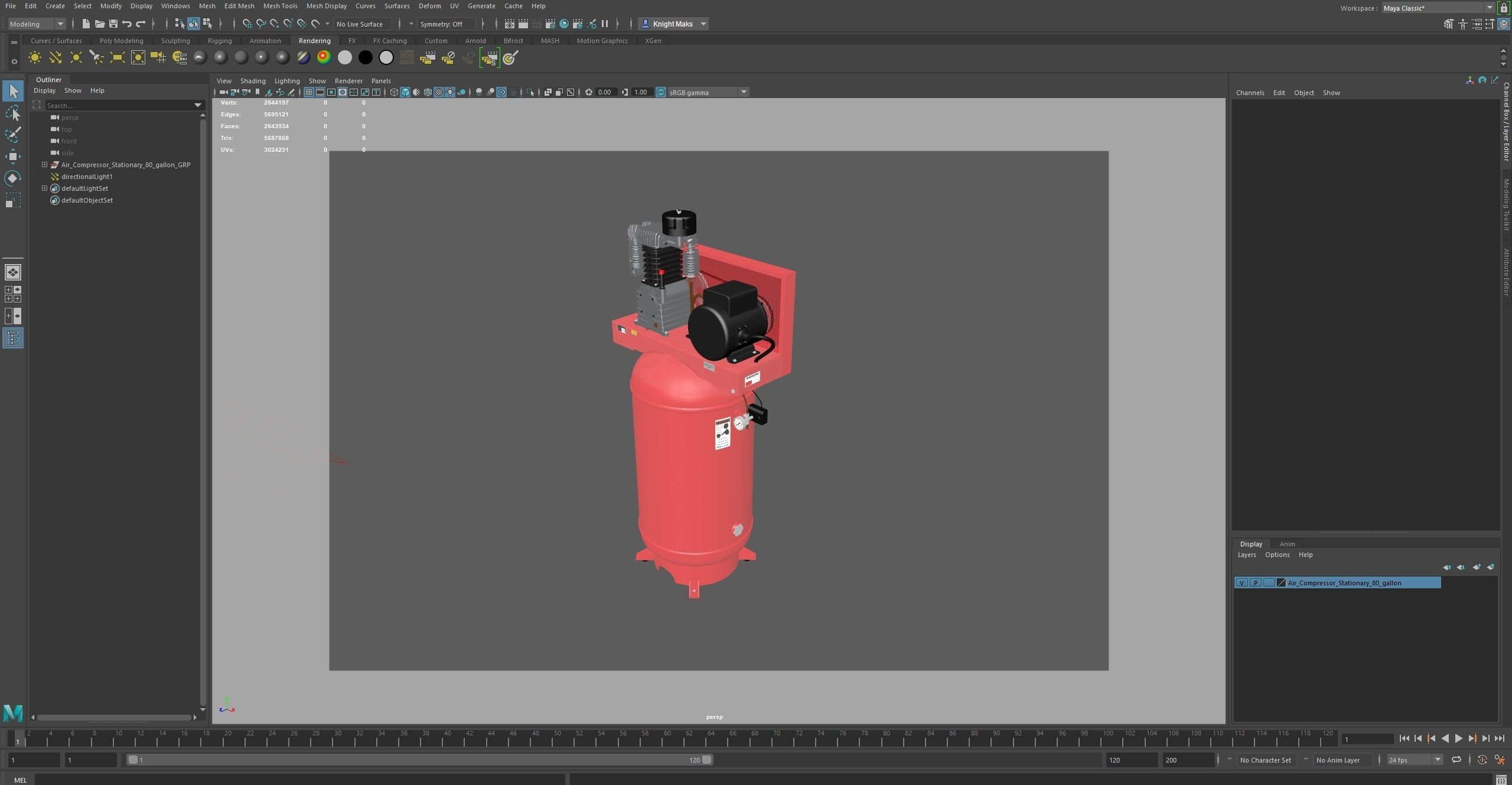 Air Compressor Stationary 80 gallon Low-poly 3D model_27