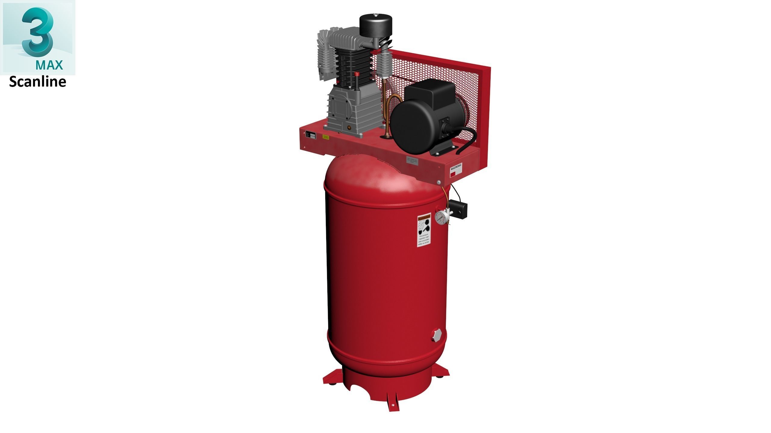 Air Compressor Stationary 80 gallon Low-poly 3D model_24