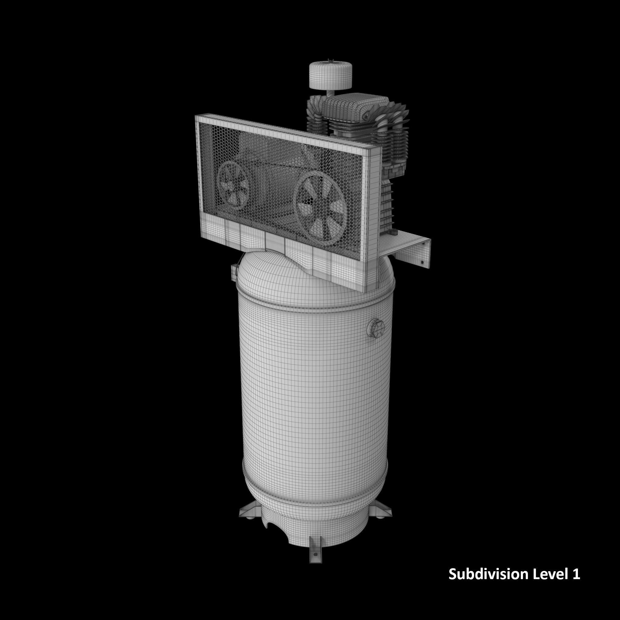 Air Compressor Stationary 80 gallon Low-poly 3D model_13