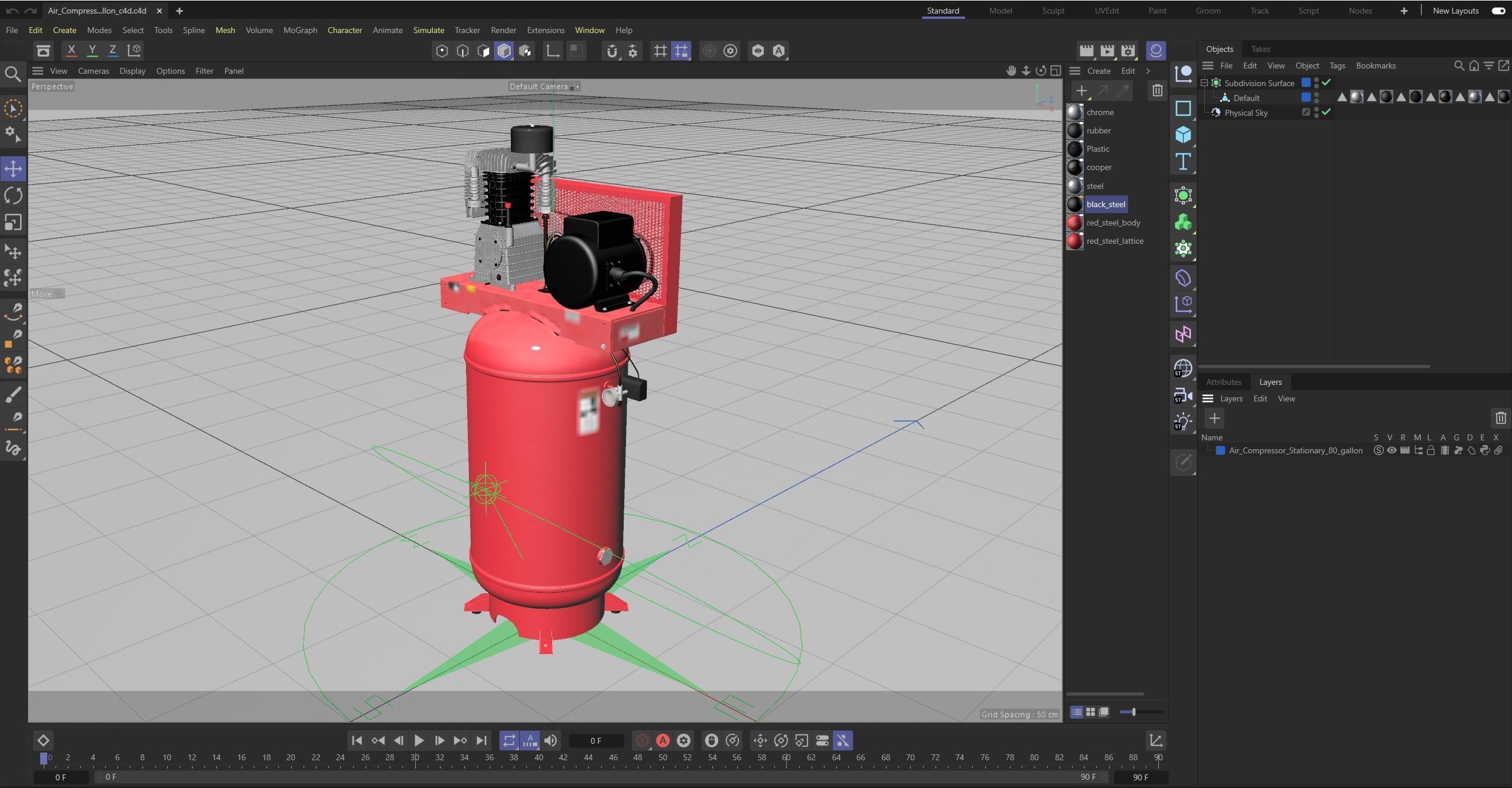 Air Compressor Stationary 80 gallon Low-poly 3D model_29