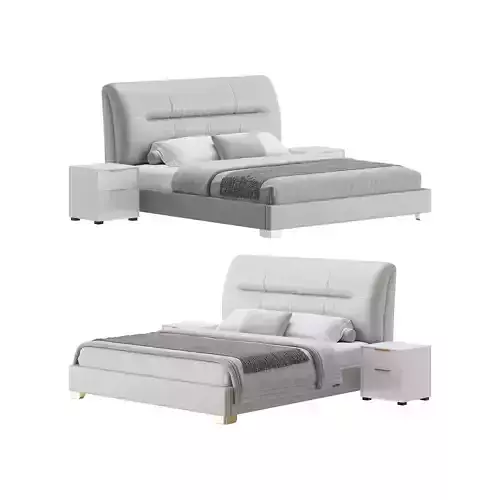 Elegant Beige Upholstered Modern Headboard Bed