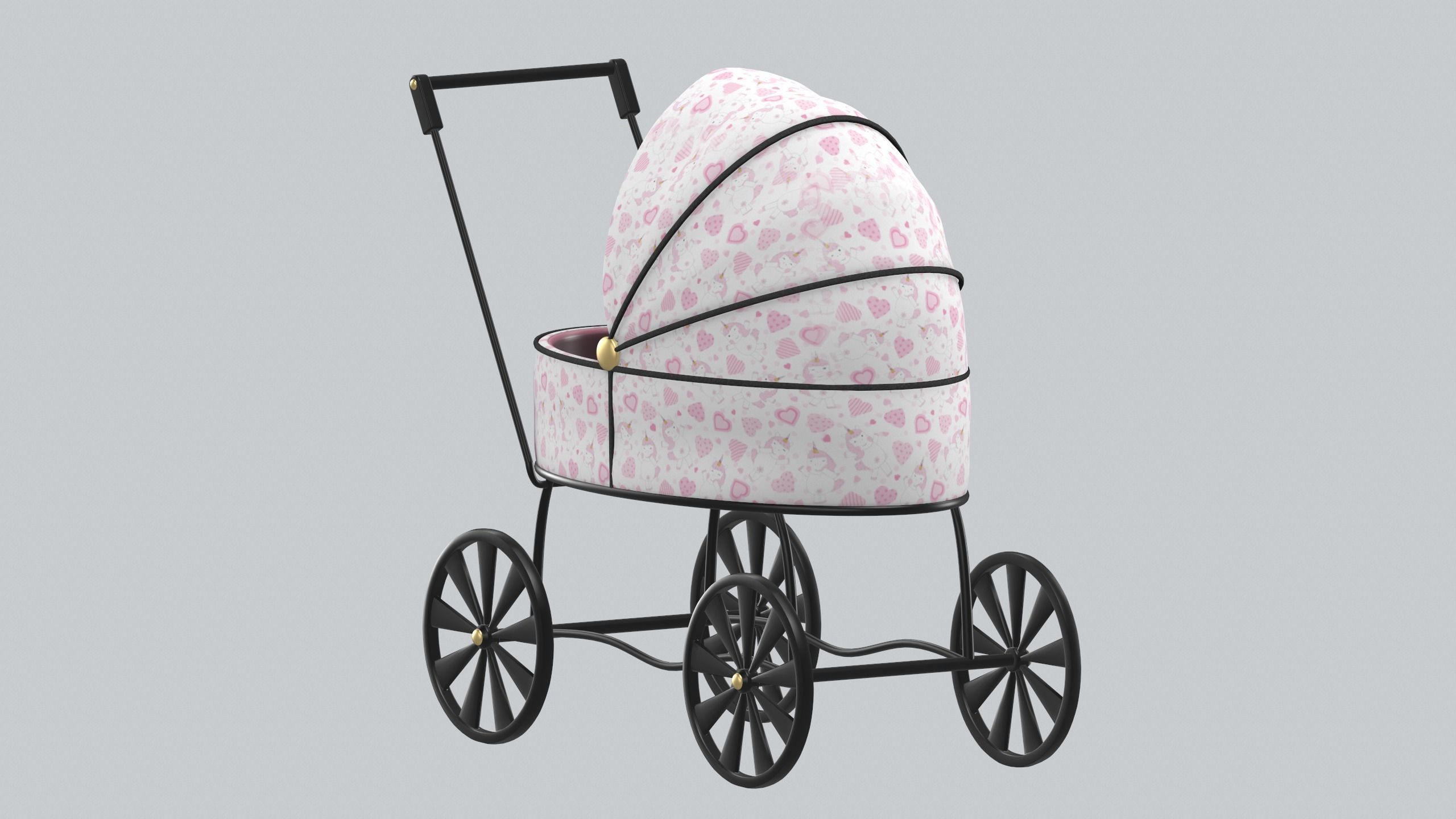 Doll carriage Dolls and their accessorizes PBR model Low-poly 3D model_4