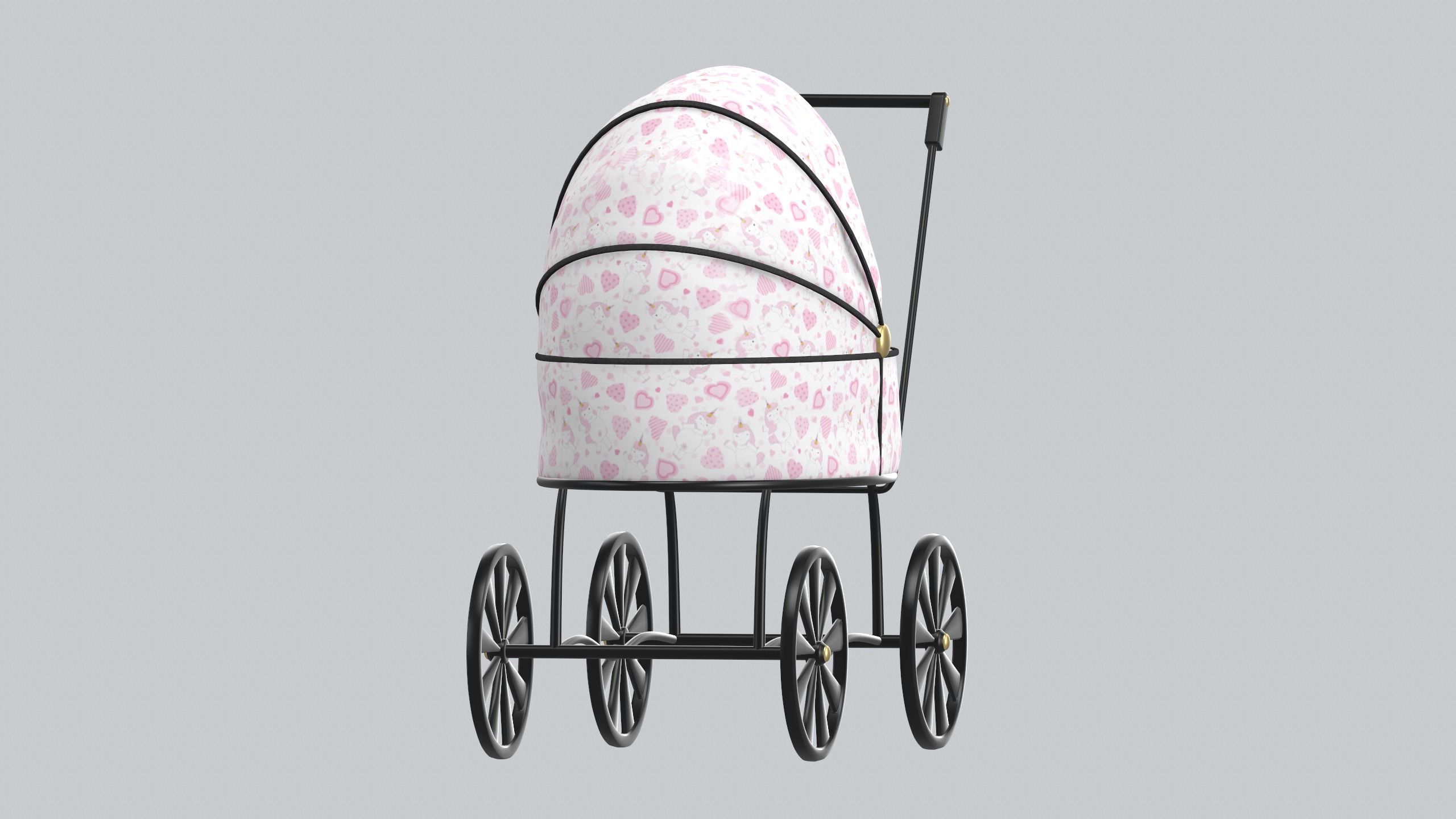 Doll carriage Dolls and their accessorizes PBR model Low-poly 3D model_5