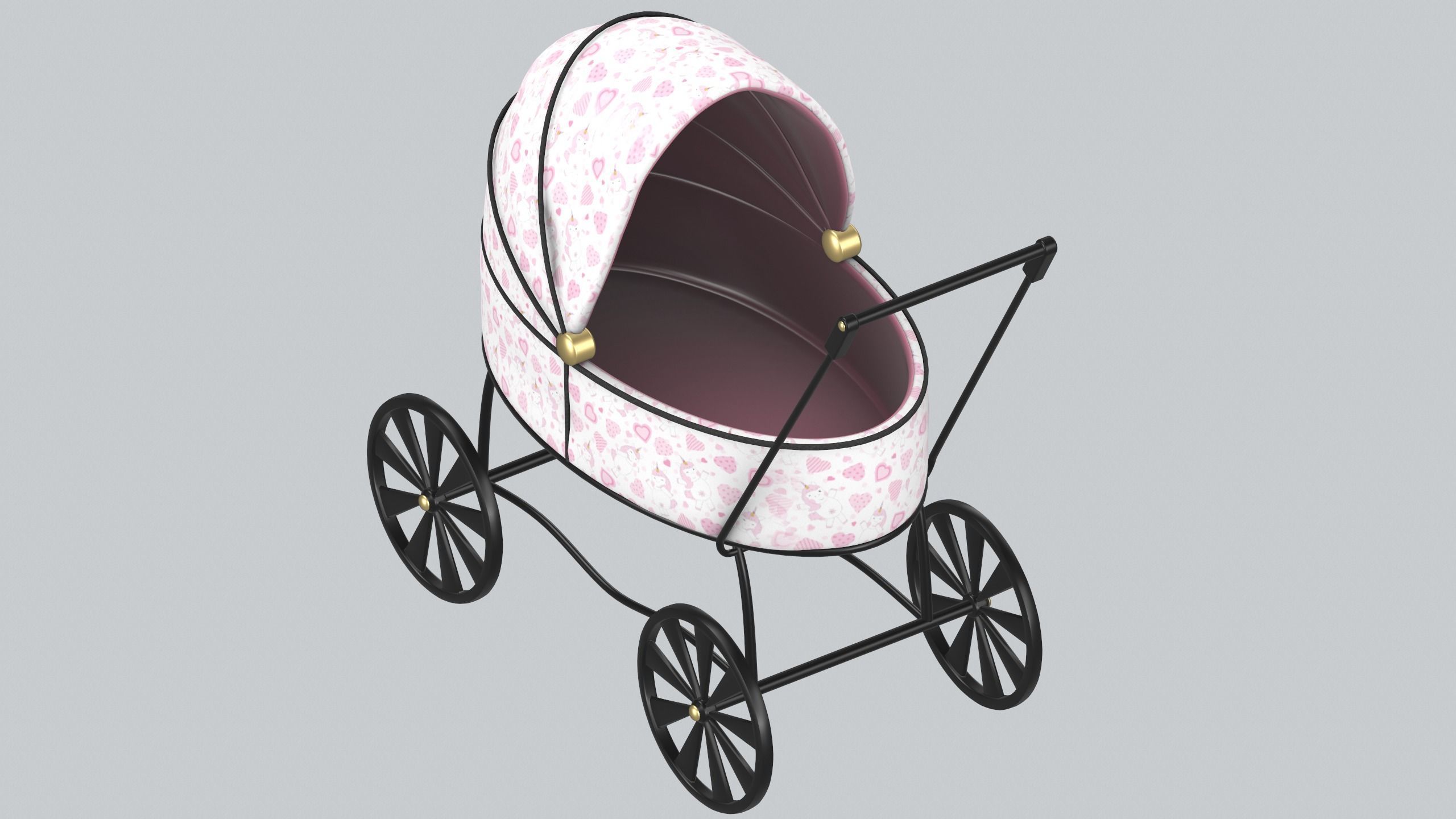 Doll carriage Dolls and their accessorizes PBR model Low-poly 3D model_7