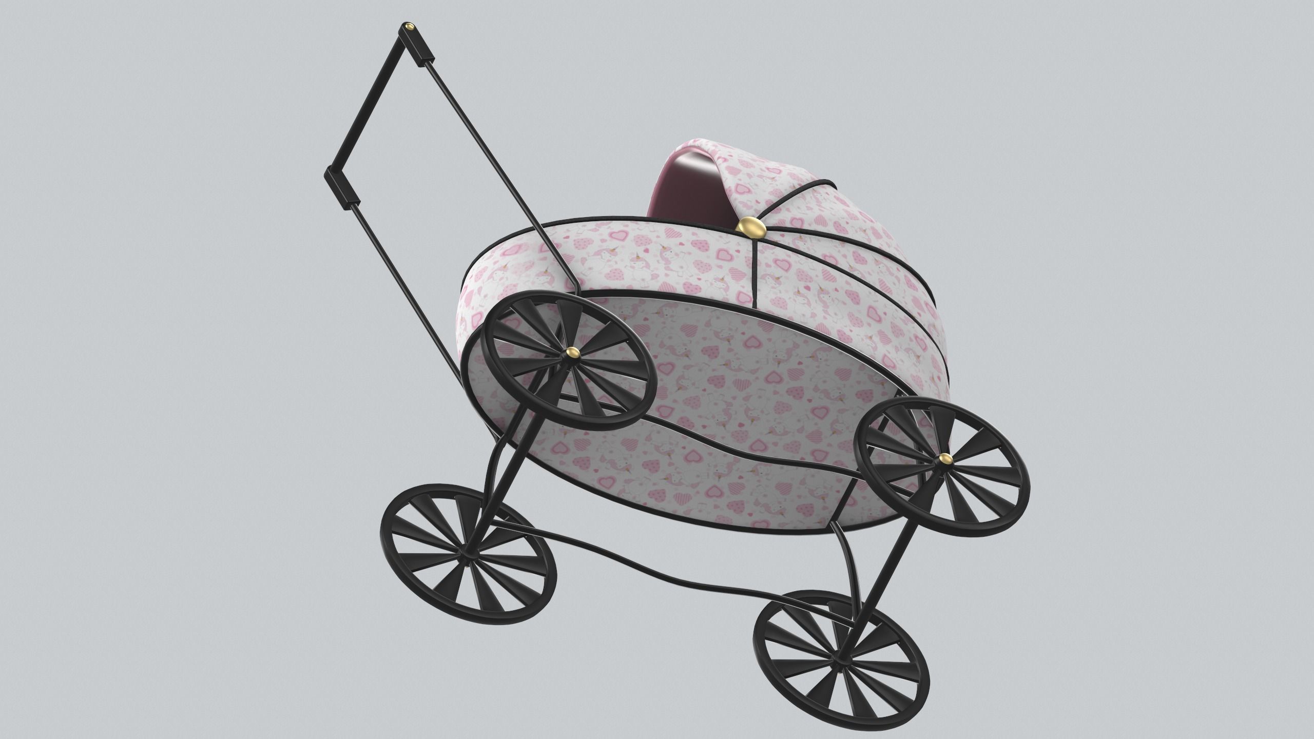 Doll carriage Dolls and their accessorizes PBR model Low-poly 3D model_9