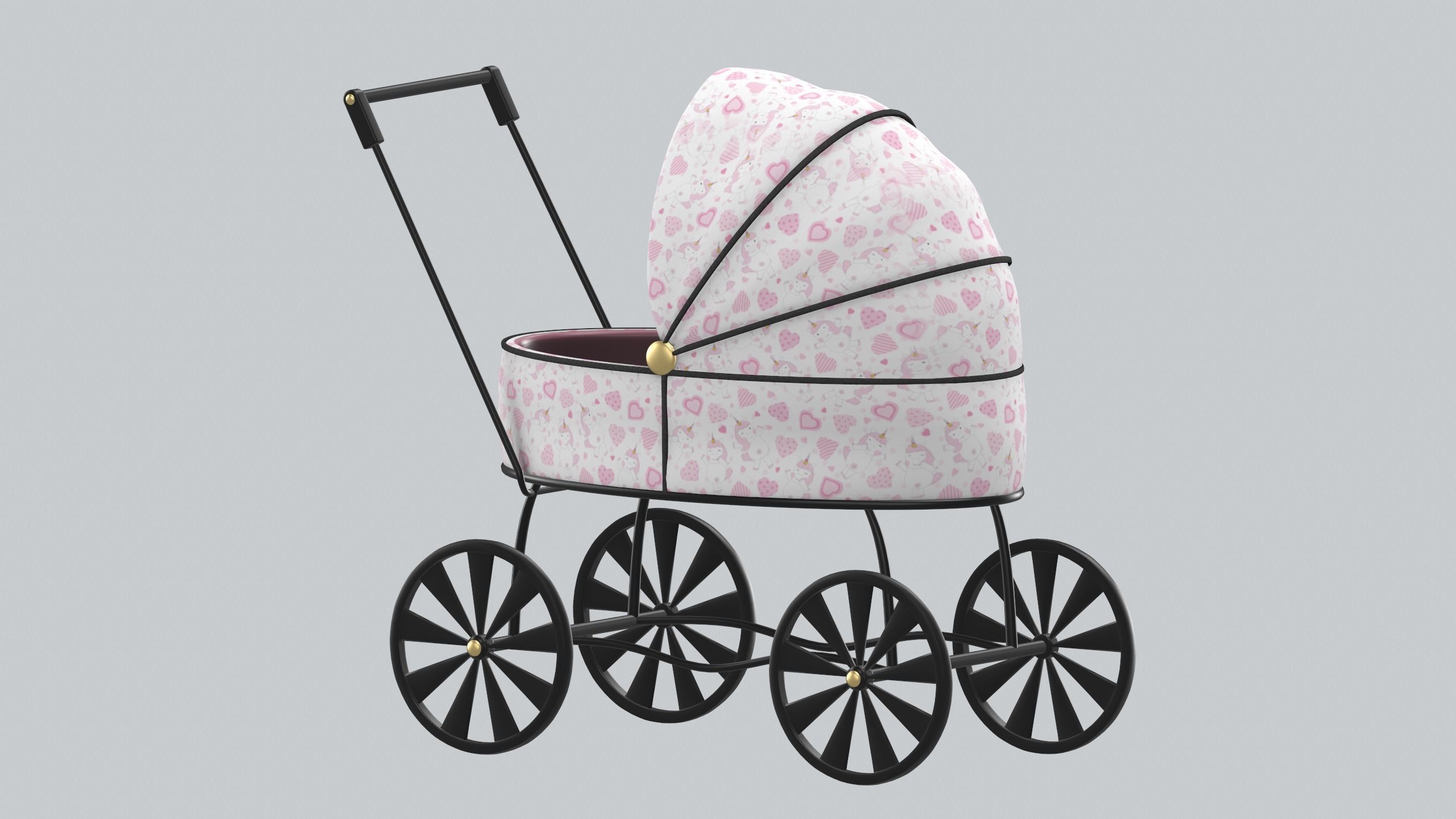 Doll carriage Dolls and their accessorizes PBR model Low-poly 3D model_2