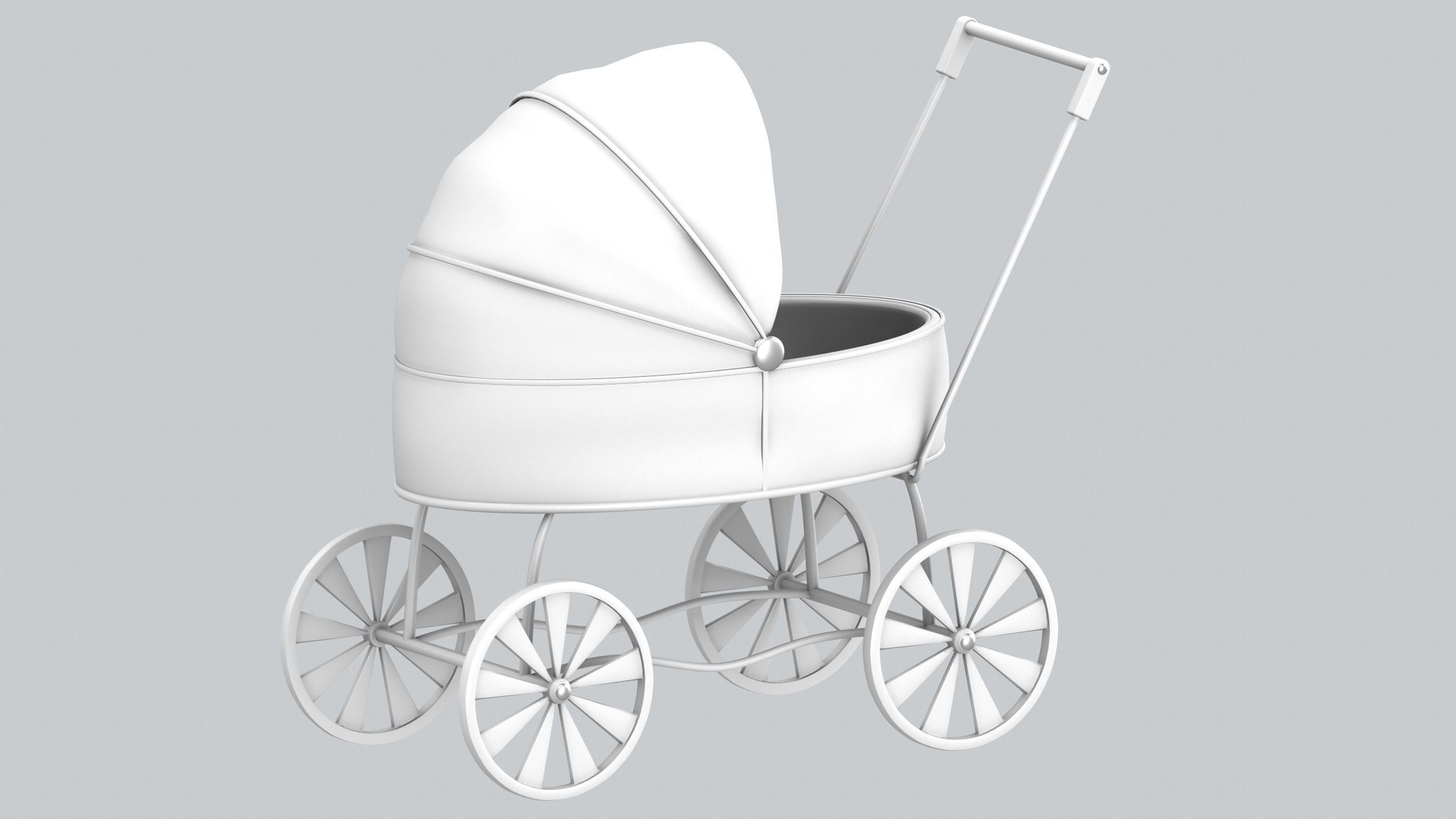 Doll carriage Dolls and their accessorizes PBR model Low-poly 3D model_11