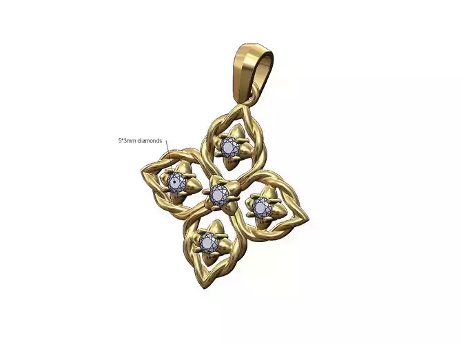 Braided wire 3mm diamond buds flower pendant charm