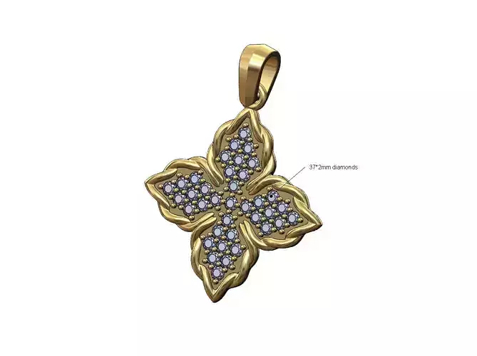 Diamond braided rope flower pendant charm